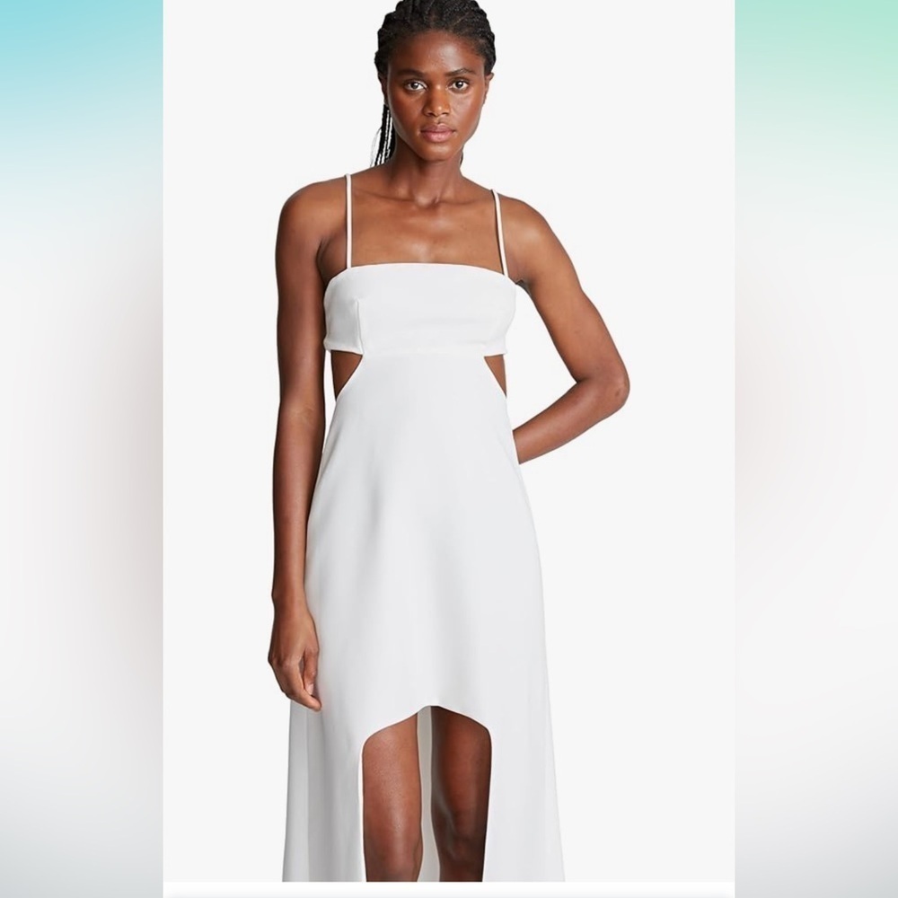 Halston Heritage White Cutout High-Low Gown - Picture 4 of 8